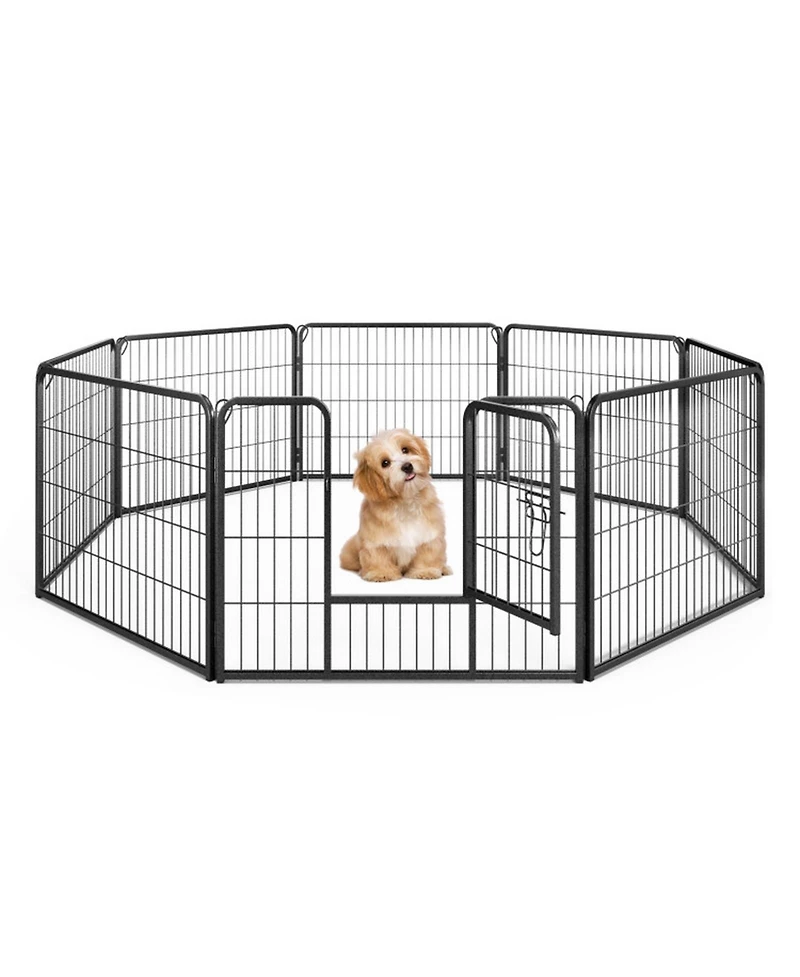 Sugift 8 Panel 24 in Height Pet Fence for Indoor Outdoor Use