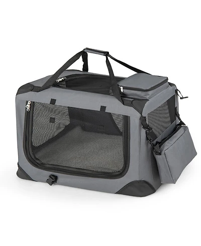 Sugift Collapsible Soft Dog Crate Travel Kennel With Mesh Windows and 3 Doors