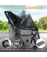Sugift Foldable Double Pet Stroller with Adjustable Sunshade and Storage Basket