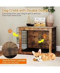 Hongge 33 in Cushioned Dog Crate Furniture Doubling as an End Table