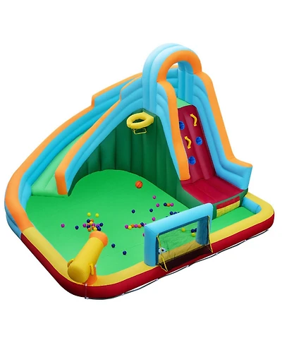 Hongge 6-in-1 Inflatable Water Slide Bounce House, 150" x 150", Ages 3-12