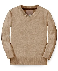 Hope & Henry Little and Big Boys' 5- 7 Organic V-Neck Sweater with Elbow Patches
