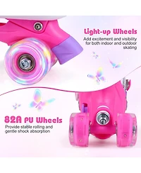 Hongge Light-Up Wheels Adjustable Reinforced Brake Roller Skates, Sizes 11C-1, Ages 5-7