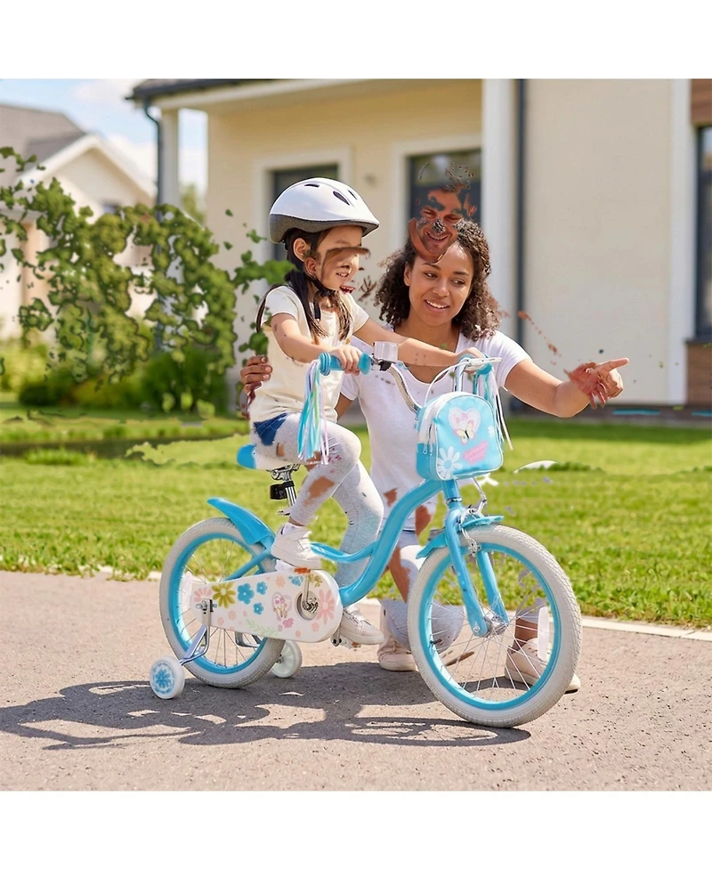 Hongge 18-Inch Girls Bike with Pre-Assembled Training Wheels, 132 lb Capacity, Ages 4–8