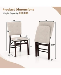 Sugift Set of 2 Foldable Armless Dining Chairs with Padded Seat and Tilt Backrest