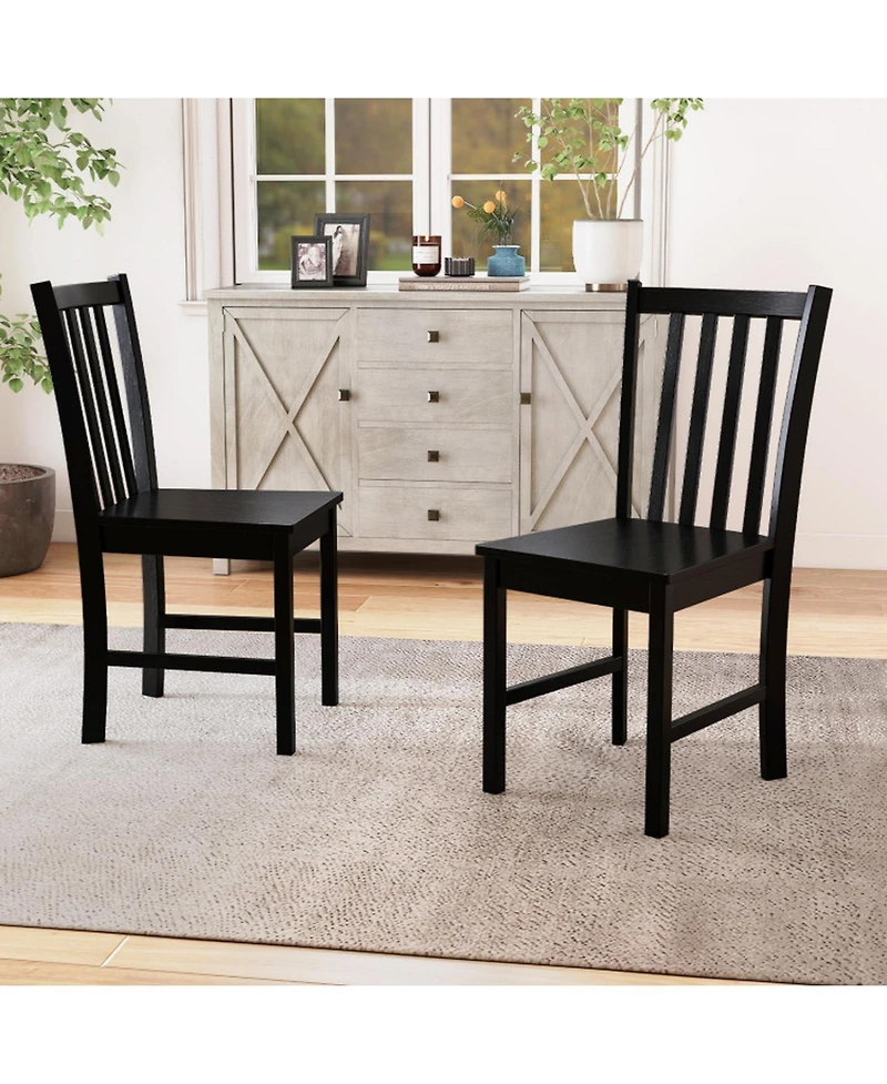 Sugift Set of 2 Rustic Wooden Dining Chairs with Slat Tilt Backrest