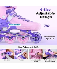 Hongge Light-Up Aluminum Adjustable Inline Skates, Ages 9-14