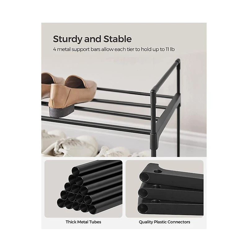 Slickblue 3-shelf Shoe Rack, Iron Shoe Storage Organizer, Customizable Design,versatile Rack