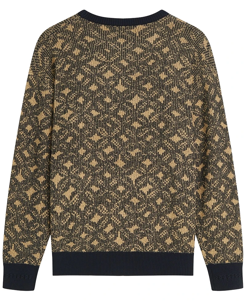 Scotch & Soda Men's Jacquard Wool-Blend Dropped Shoulder Crewneck Sweater