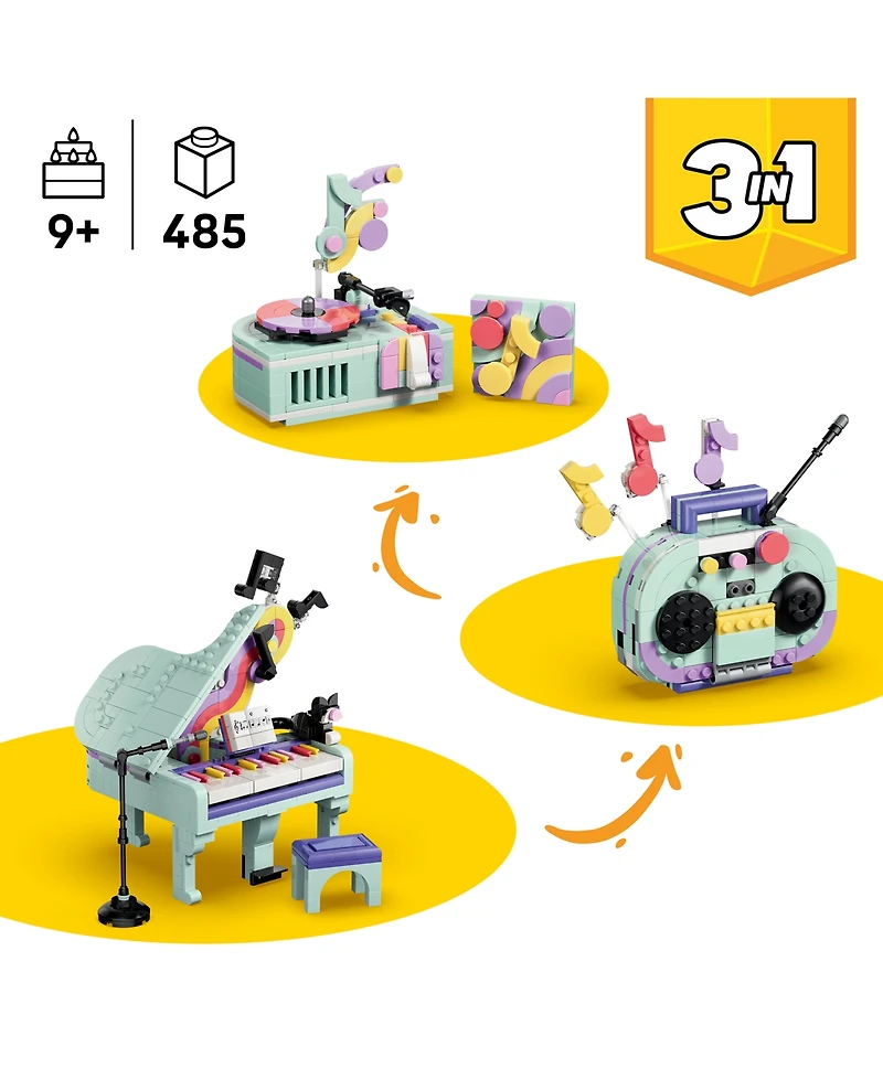 Lego Lego Creator Music Decor Piano with Cat 31392 485-Piece Building Set, Ages 9+