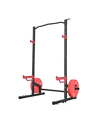 Sugift 1000LBS Multifunctional Power Cage Squat Rack with 4 Band Pegs Adjustable J-Hooks Safety Bars
