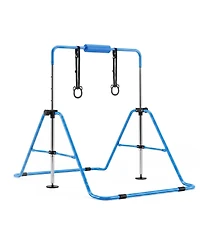 Hongge Adjustable Height Junior Gymnastics Horizontal Bar Folding Design with Gymnastic Rings Rated 140 lbs