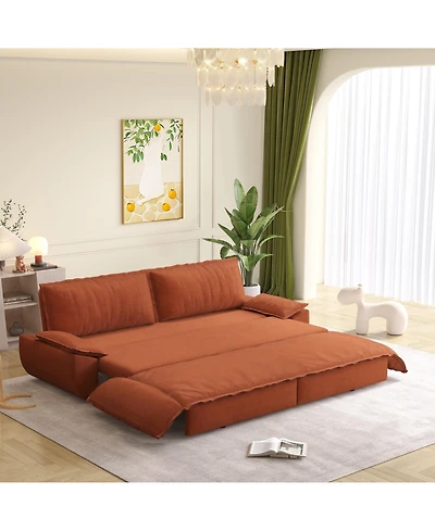 Clihome 73.2" 3-in-1 Convertible Sleeper Sofa Bed Corduroy Pull-Out Couch
