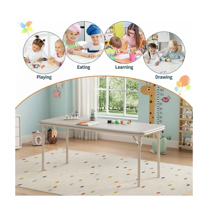homfan 5-Piece Kids Table and Chair Set - Lightweight Compact Children s Furniture Pu Leather Waterproof Easy Clean Safe Rounded Design