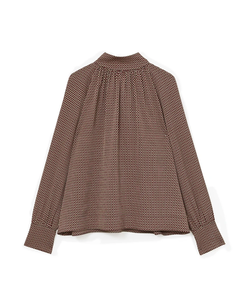 Reiss Women's Geometric-Print Tie-Neck Blouse