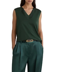 Reiss Women's Silk-Trim V-Neck Top