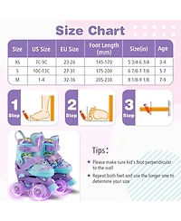 Sugift 4 Sizes Adjustable Kids Roller Skates with Light-up Wheels and Safety Protection