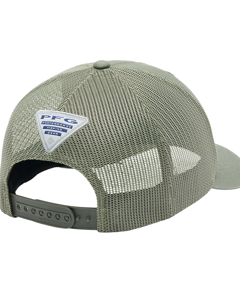 Men's Royal and White Pfg Fish Flag Coolmax Trucker Snapback Hat