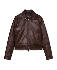 Reiss Petite Sorina Leather Moto Zip-Through Jacket