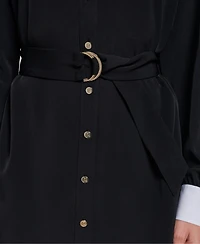 Karl Lagerfeld Paris Women's Belted Contrast-Collar Shirtdress
