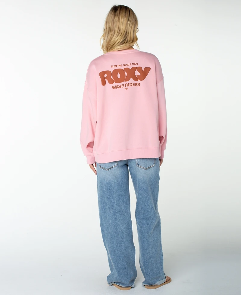 Roxy Women's Morning Stroll Graphic Fleece Crewneck Sweatshirt