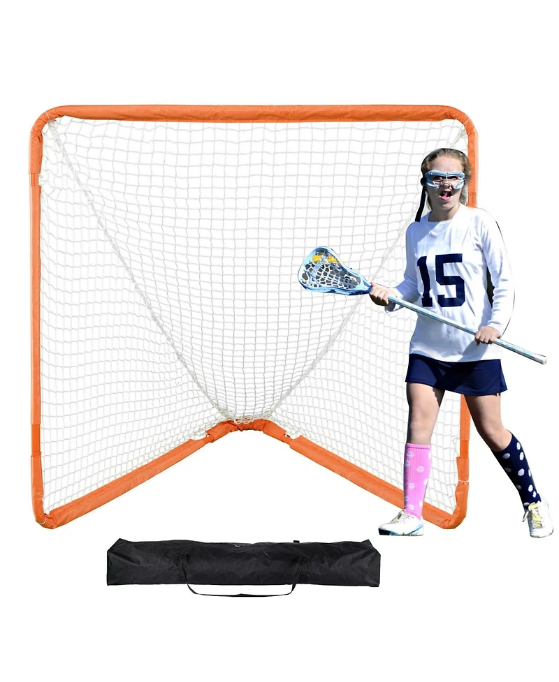 Sugift Small Kids Folding Portable Lacrosse Goal Net With Carry Bag Iron Frame For Youth Training