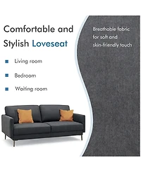 Sugift Modern Fabric Loveseat with Removable Zippered Backrest Cushions and Metal Legs