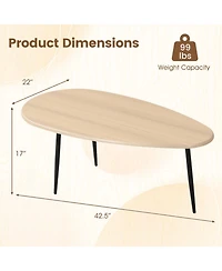 Sugift Oval Mid-Century Coffee Table with Sturdy Metal Frame and Wide Tabletop