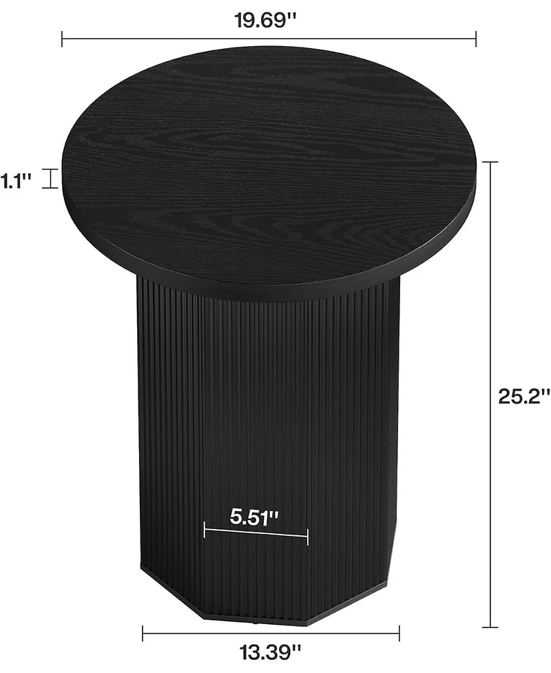 Tribesigns Round Pedestal End Table with Fluted Base