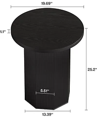 Tribesigns Round Pedestal End Table with Fluted Base