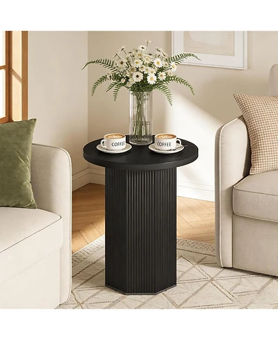 Tribesigns Round Pedestal End Table with Fluted Base