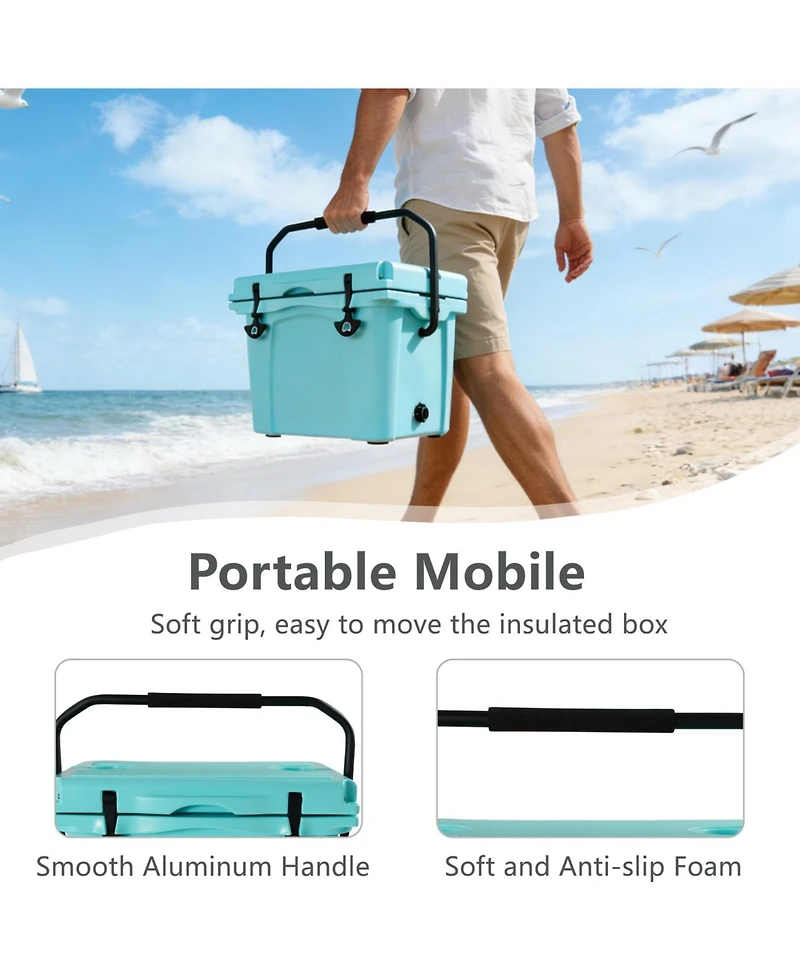 ECHTPeak Portable Hard Cooler with Bottle Opener, Cup Holder, 5-7 Day Ice Retention, for Camping, Beach, Fishing