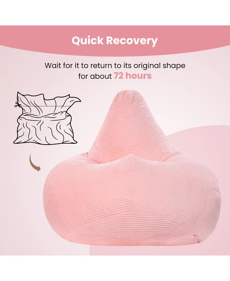 Sugift Adult Bean Bag Lazy Sofa Chair with Skin-Friendly Corduroy Cover and Sponge Filling