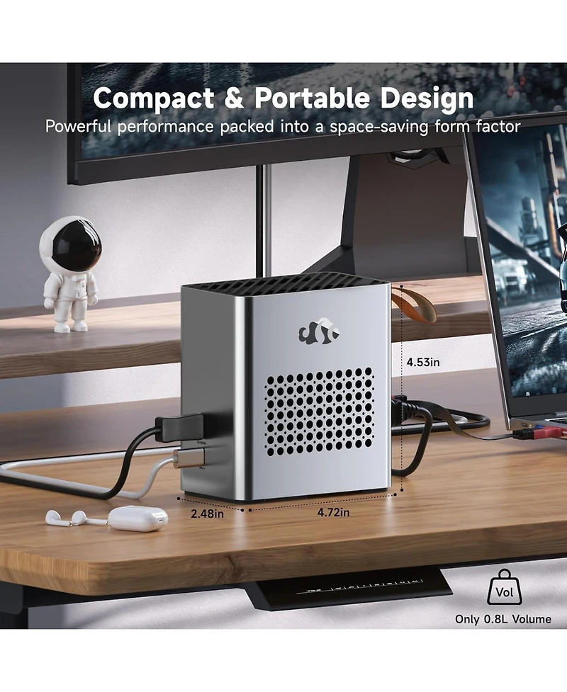Nimo eGPU Dock,Amd Rx 7600M Xt, Usb-Cand OCuLink,8GB GDDR6,Built-in 240W Psu,Portable Docking Station for Laptop, Mini Pc