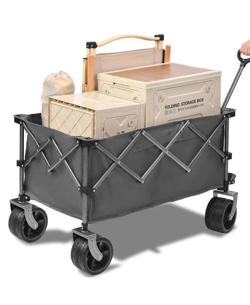 ECHTPeak 400L Collapsible Wagon, Beach with Big Wheels, Folding Wagon Cart, 450LB Heavy Duty