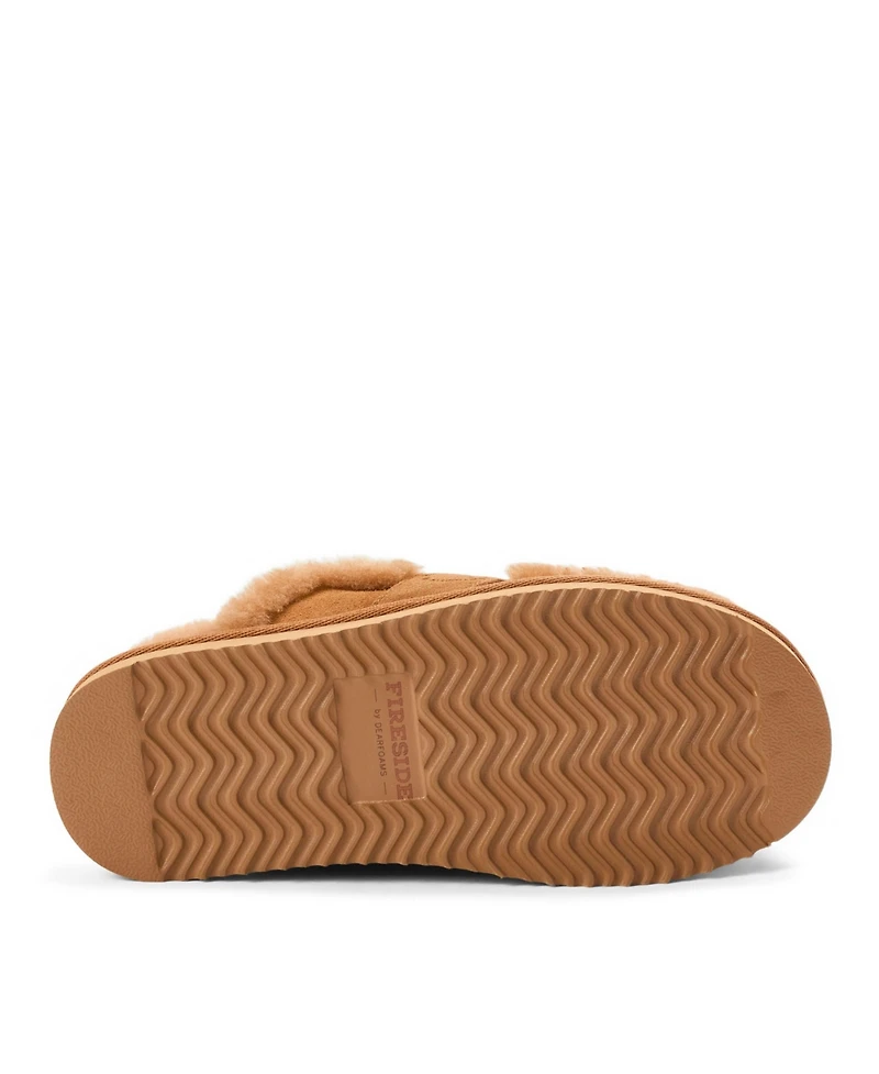 Dearfoams Women's Fireside Richmond Genuine Shearling Scuff Slipper