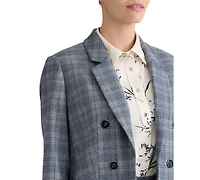 Jones New York Plus Faux Double-Breasted Plaid Patch-Pocket Blazer