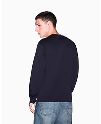 A|X Armani Exchange Men's Long Sleeve All-Over Logo Bonded Cotton Crewneck Sweatshirt