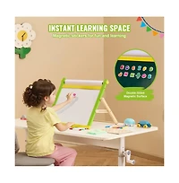Slickblue 3-in-1 Kids Wooden Art Easel with Magnetic Whiteboard