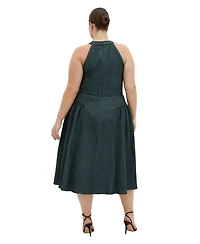 City Chic Plus Halter Jacquard A-Line Midi Dress