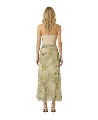 Modenaire Women's Tiered Ruffle Drawstring Midi Skirt