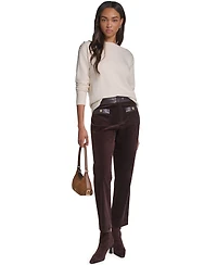 Karl Lagerfeld Paris Petite High-Waist Straight Corduroy Pants