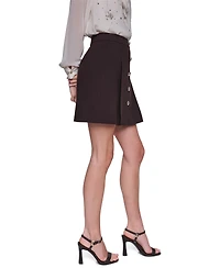 Karl Lagerfeld Paris Petite Button A-Line High-Waisted Mini Skirt