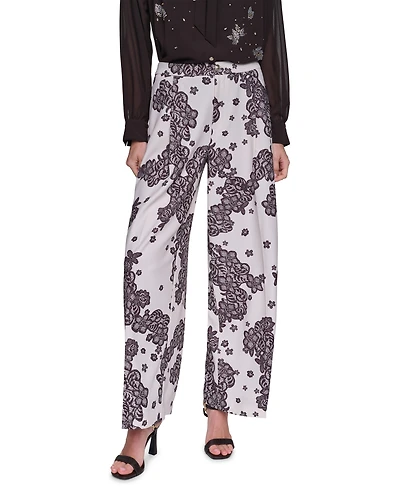 Karl Lagerfeld Paris Petite Lace Floral-Print Wide-Leg Pants, 28" Inseam