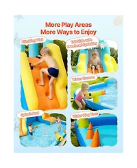 Hikeen 11.6 x 13.1 ft Crocodile Inflatable Water Slide with Climbing Wall and Splash Pool