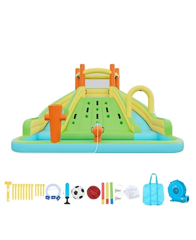 Hikeen Inflatable Bounce House, 13.3 x 11.4 x 8.4 ft Water Slide, Bouncer Castle with Climbing Wall, Double Tall Slides, Splash Pool