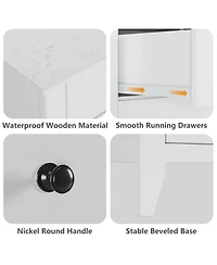 41.7" Wide 6-Drawer Storage Dresser, Modern Lacquered Chest with Deep Drawers, Multi-Purpose Storage Cabinet for Bedrooms, Hallways and Entryways