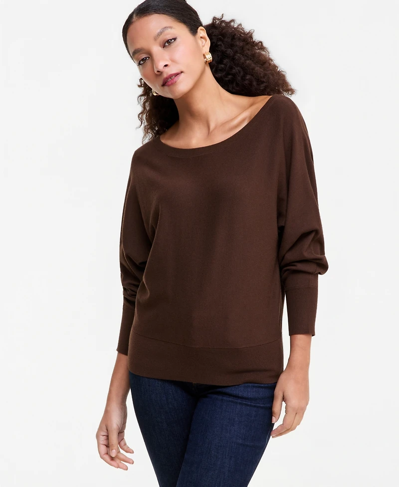 I.n.c. International Concepts Women's Boat Neck Long-Sleeve Sweater, Macy's Exclusive