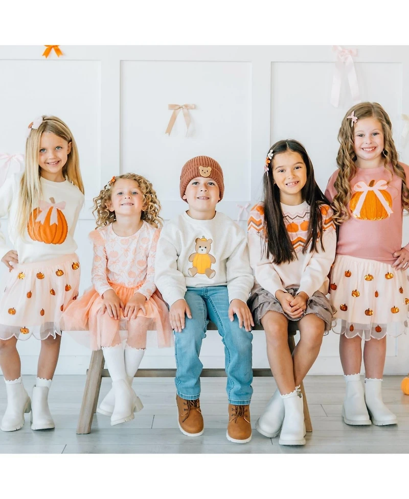 Sweet Wink Big Boys Pumpkin Teddy Bear Patch Sweatshirt
