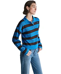 Bcbg Women's Long-Sleeve Striped Rugby Polo Sweater